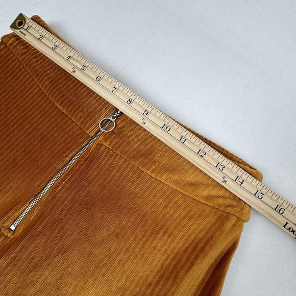 Candies Women Velour Pant Small Brown Wide Leg Crop Stretch Y2K 70s Boho Zipper - Picture 12 of 16